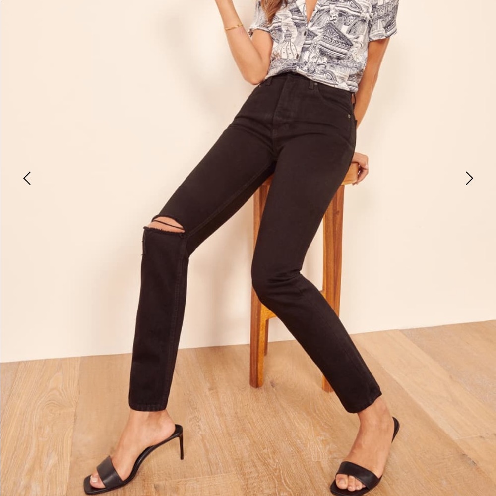 REFORMATION Julia High Cigarette Jean, Black